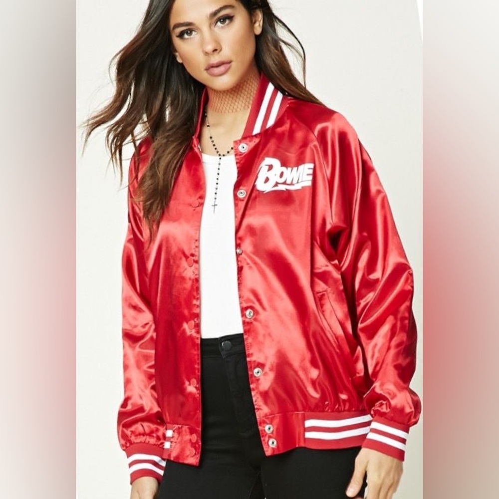 David Bowie Rare Limited Edition Red Satin Bomber Jacket